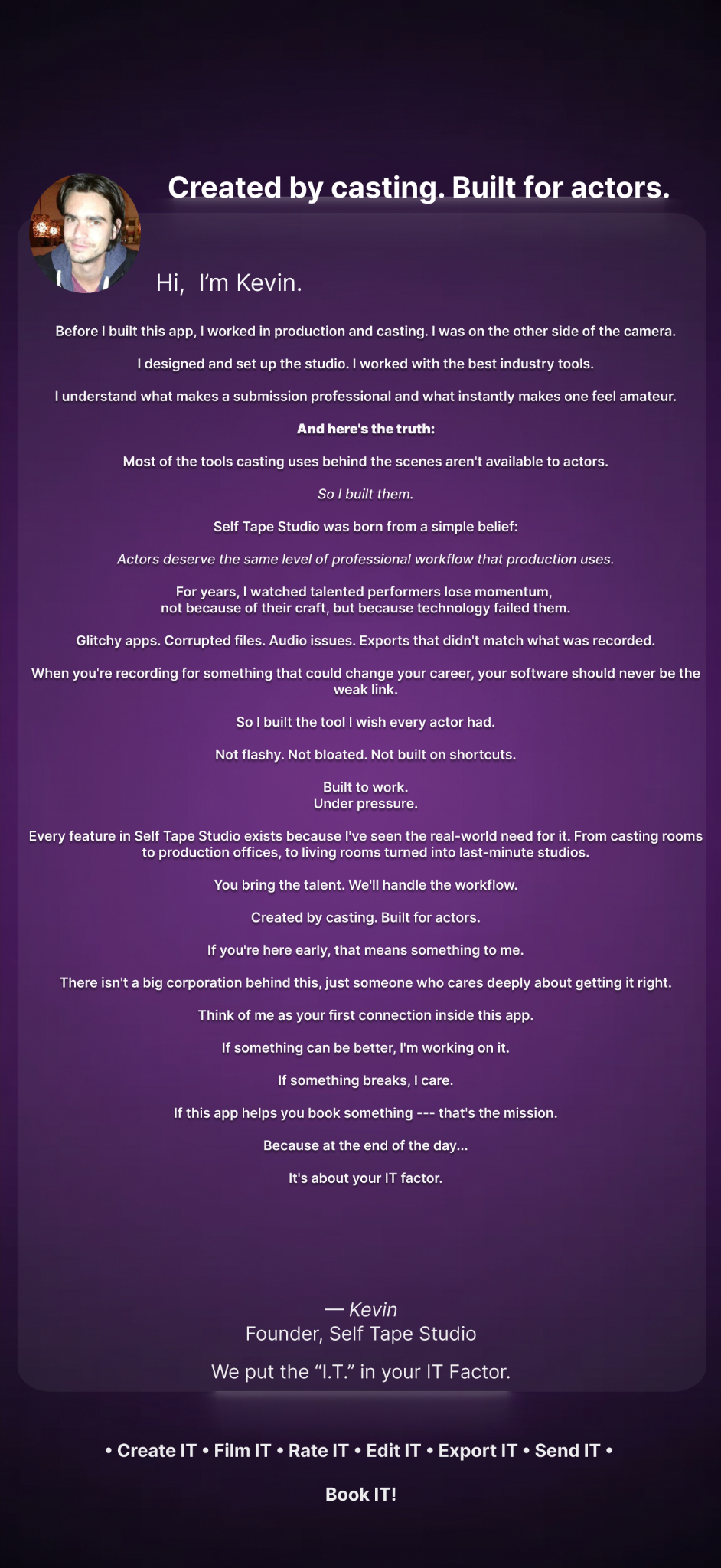 Founder message letter from Kevin