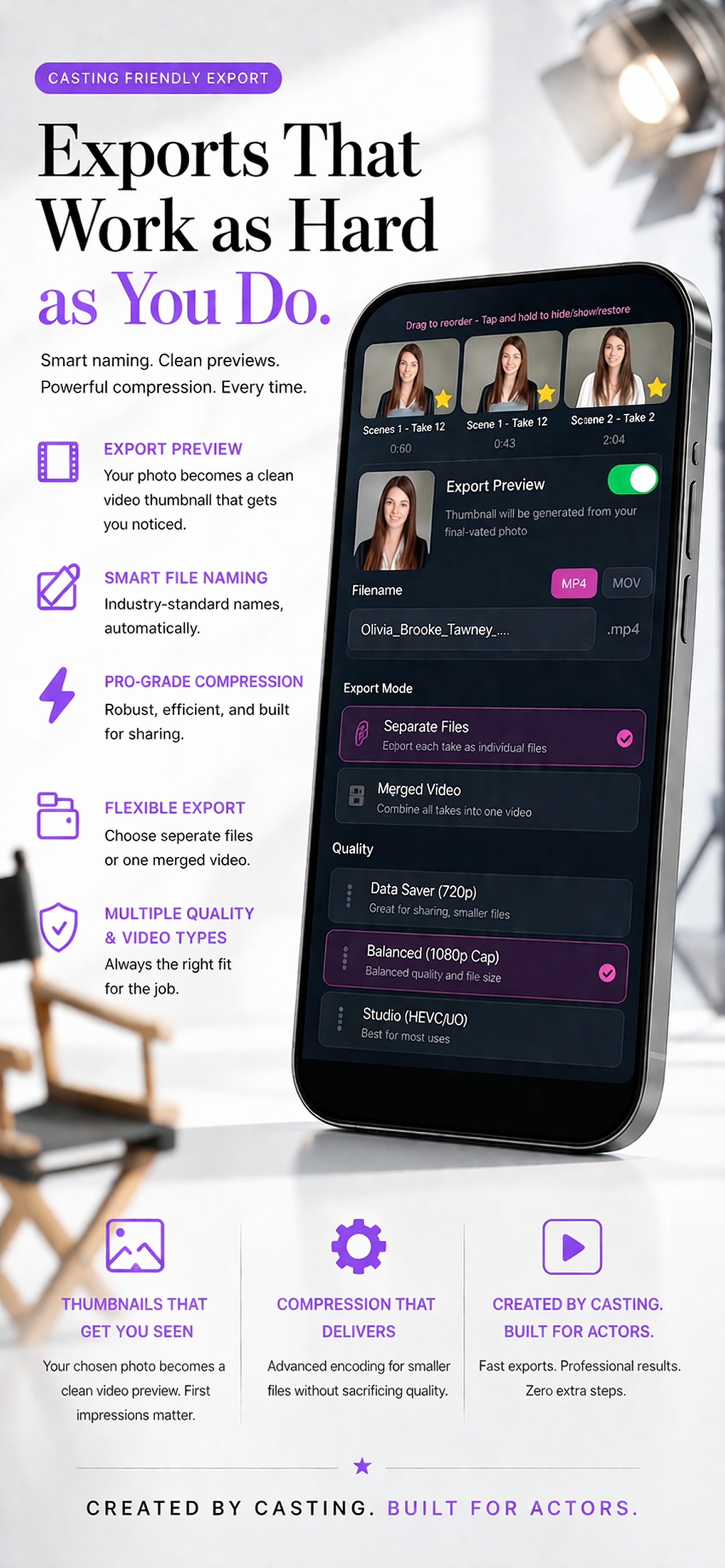 iT Factor export screen for clean audition delivery